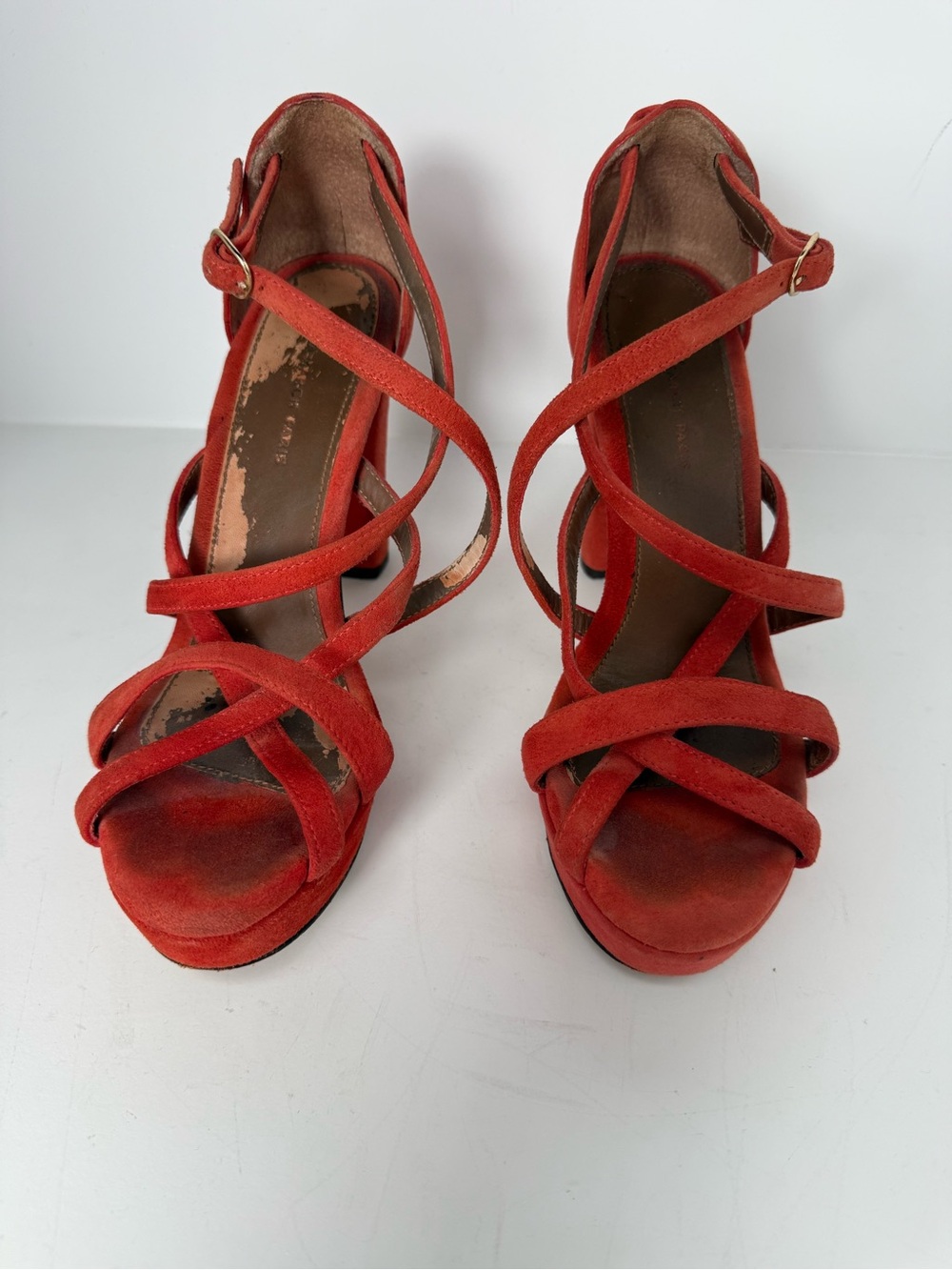 Tila March Paris Rust Suede Strappy Platform Sandals Size 7